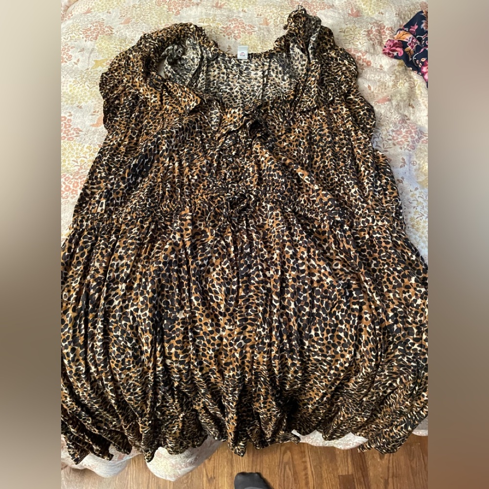 Old Navy Cheetah Print Fit and Flare Ruffle Dress Size 2x